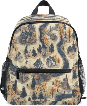 Mini Kids Backpack Boy's/Girl's Waterproof Diaper Bag Backpack with Chest Strap Boho Game Map
