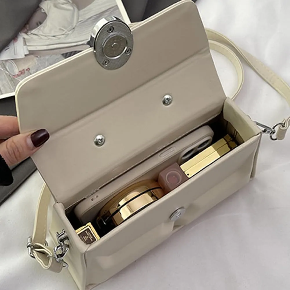 Molodo Satchel Bag Women Fashion PU Leather Top-handle Bag Casual Solid Color Crossbody Bag Purse