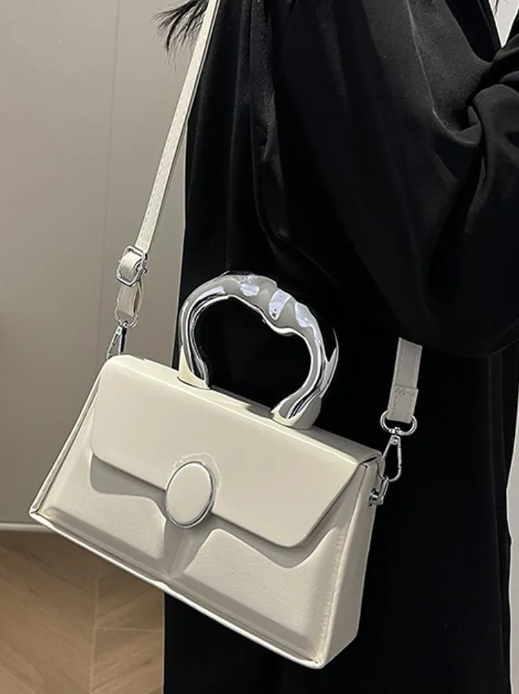 Molodo Satchel Bag Women Fashion PU Leather Top-handle Bag Casual Solid Color Crossbody Bag Purse