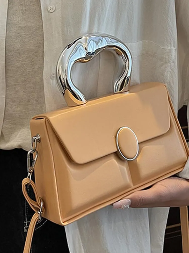 Molodo Satchel Bag Women Fashion PU Leather Top-handle Bag Casual Solid Color Crossbody Bag Purse