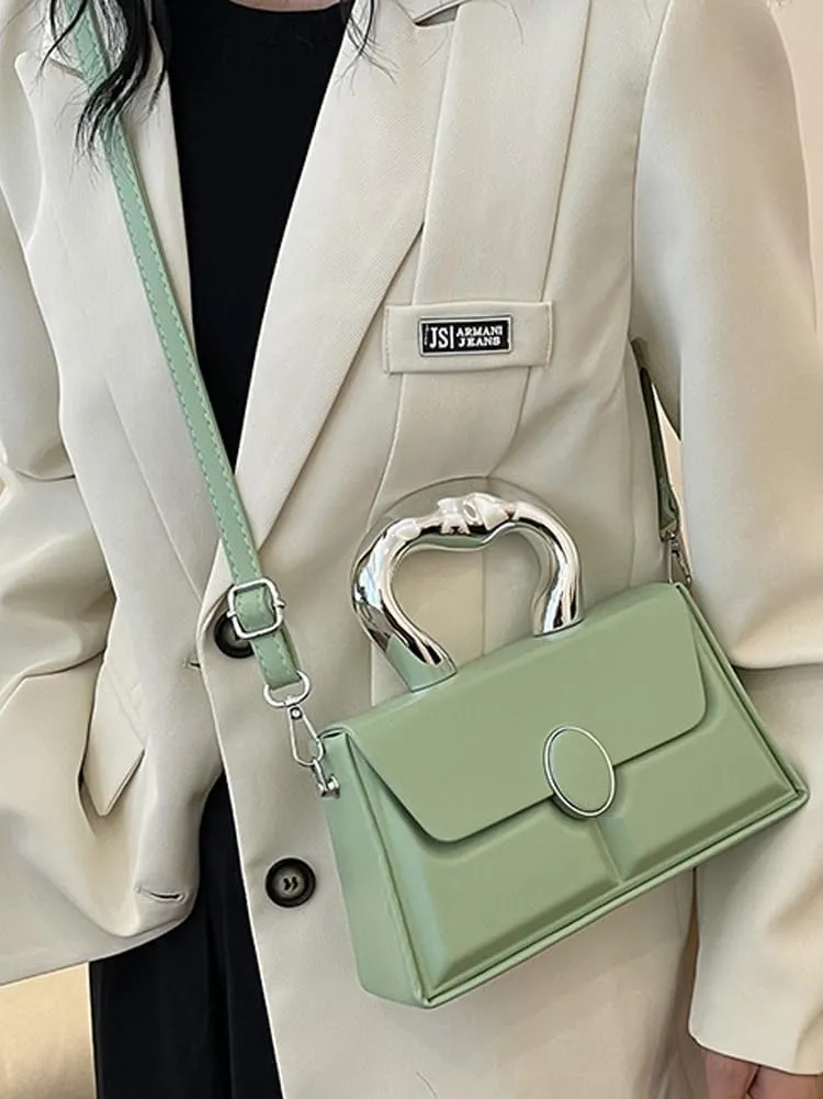 Molodo Satchel Bag Women Fashion PU Leather Top-handle Bag Casual Solid Color Crossbody Bag Purse