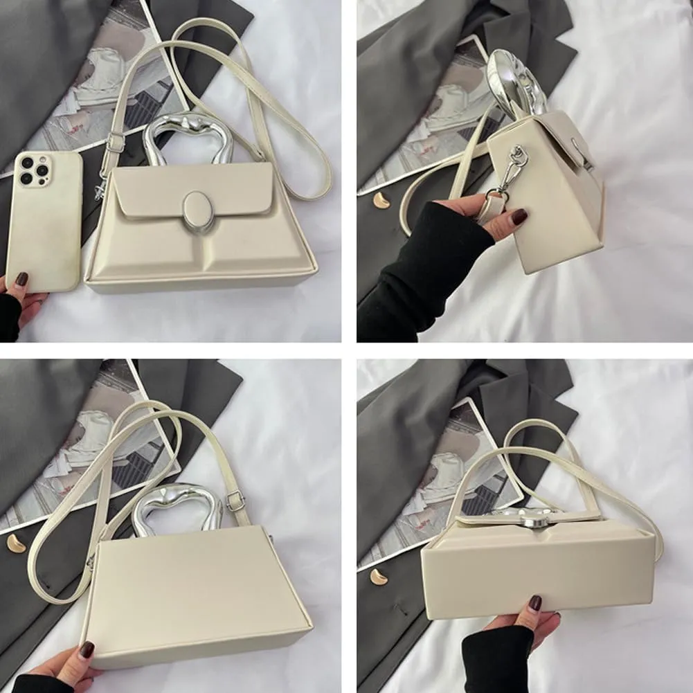 Molodo Satchel Bag Women Fashion PU Leather Top-handle Bag Casual Solid Color Crossbody Bag Purse