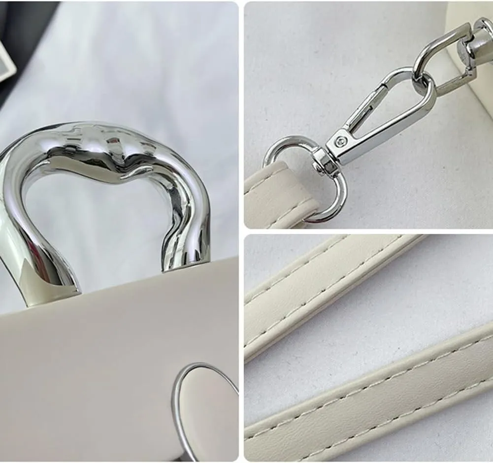 Molodo Satchel Bag Women Fashion PU Leather Top-handle Bag Casual Solid Color Crossbody Bag Purse