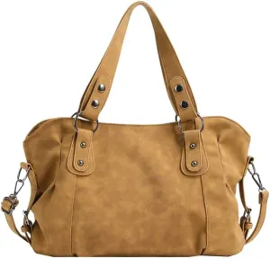 Molodo Womens Large Tote Bag Vintage Top Handle Satchel Bag PU Shoulder Bag Versatile Crossbody Bag Tote Handbag Purse