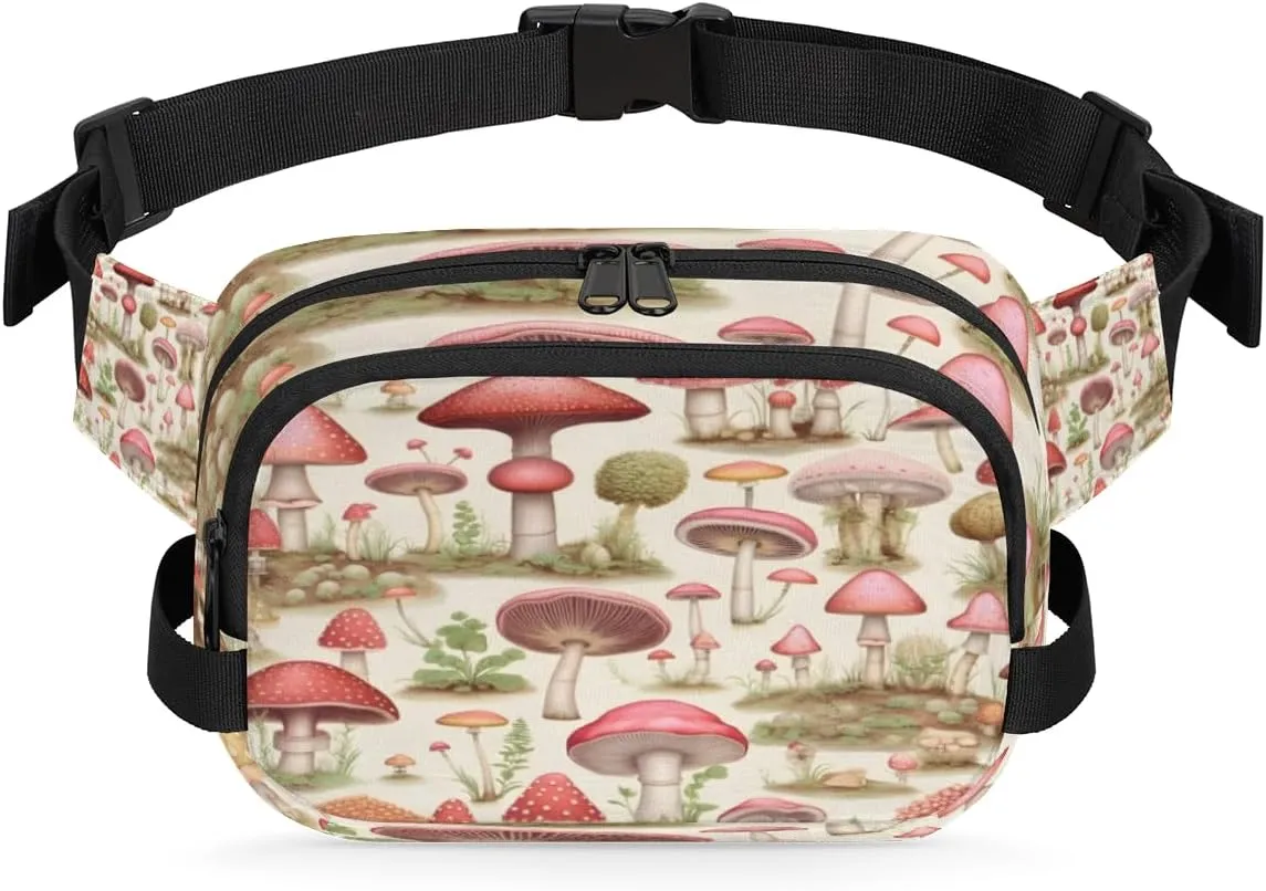 Mushroom Chic Waist Pack Bag Fanny Pack for Women Men Hip Bum Bag Waist Packs with Adjustable Strap for Outdoors Workout Traveling Casual Hiking Cycling Running