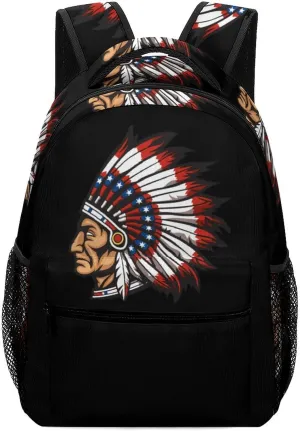 Native American Indian Chief Backpack Lightweight Travel Backpack Laptop Backpack Casual Daypack with Adjustable Strap