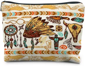 Native American Makeup Bag, Native American Gift for Women, Western Gift for Women, Native American Pattern Cosmetic Bag Makeup Pouch