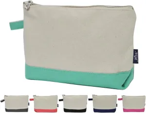 NGIL Jute/Canvas Large Travel DYI Cosmetic Bag Pouch for Women Multipurpose Travel Toiletry Pouch, Personalized Makeup Bag, Best Friend Gift, Bridesmaid Gift Ideas (Jute-Mint)