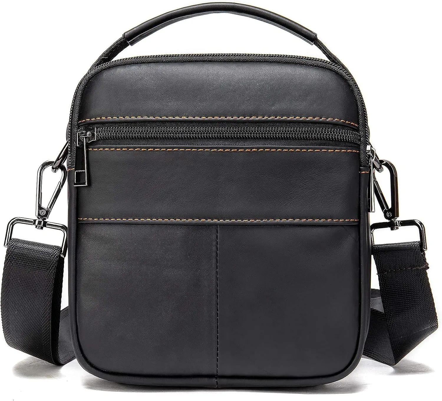 NIUCUNZH Man Purses and Bags Small, Mini Genuine Leather Messenger and Shoulder Bag for Men with lots of Zipper Pockets
