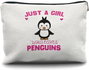 Nogrit Penguin Makeup Bag, Penguin Gifts for Women Girls, Cute Penguin Gifts, Just a Girl Who Loves Penguins Small Makeup Cosmetic Bag for Purse
