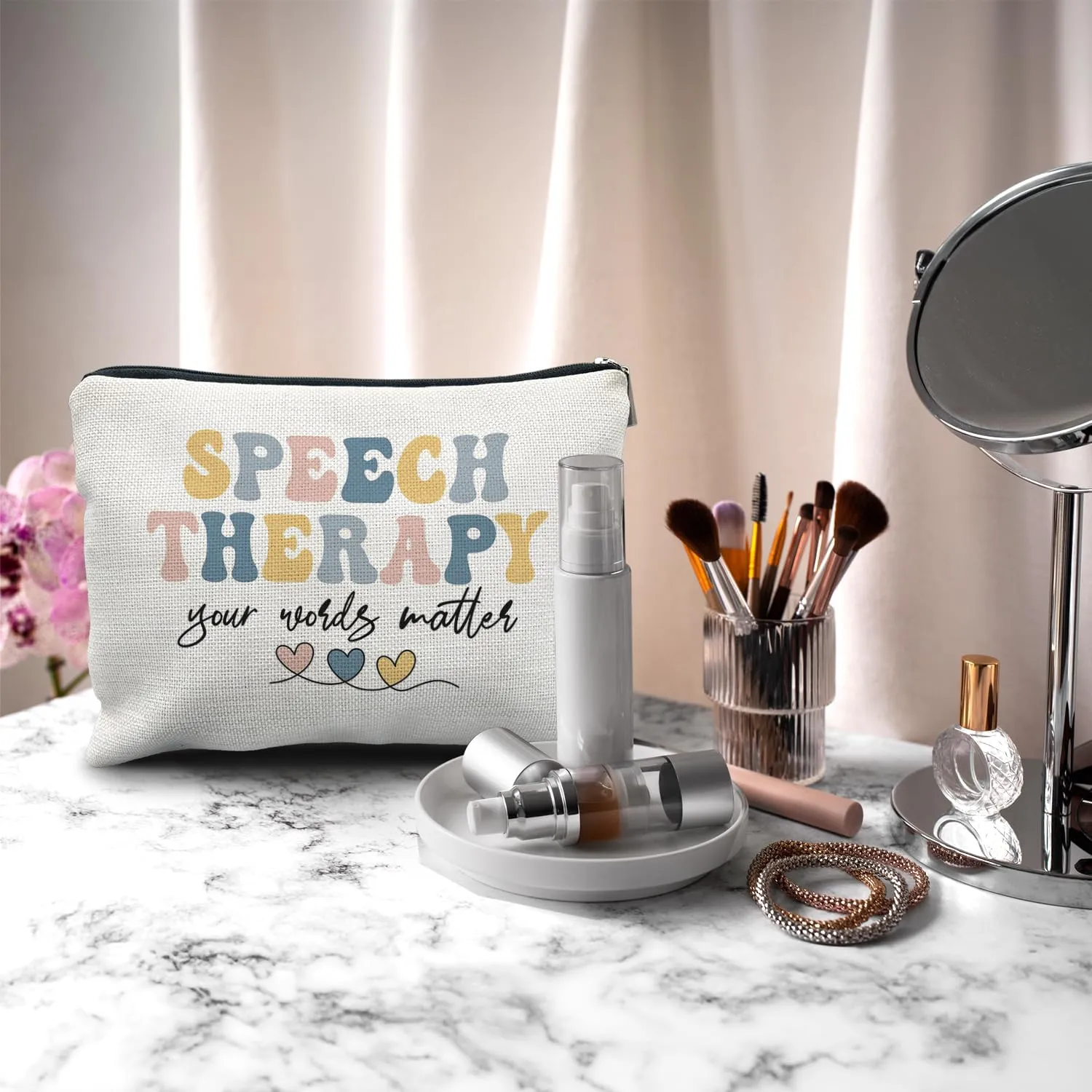 Nogrit Speech Therapy Gifts Makeup Bag,SLP Speech Pathologist Gifts, Speech Therapist Gift SLP Gifts for Speech Language Pathologist Small Cosmetic Makeup Bag for Purse