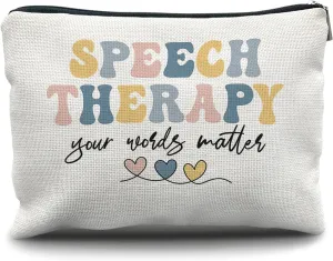 Nogrit Speech Therapy Gifts Makeup Bag,SLP Speech Pathologist Gifts, Speech Therapist Gift SLP Gifts for Speech Language Pathologist Small Cosmetic Makeup Bag for Purse