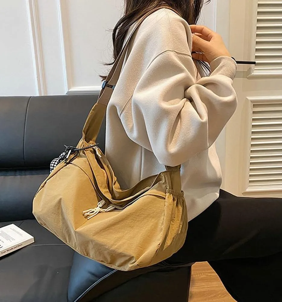Nylon Crossbody Bags for Women Trendy Crescent Shoulder Bags Lightweight Hobo Purse with Adjustable Strap Workout