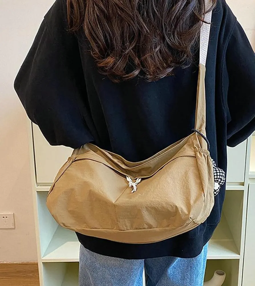 Nylon Crossbody Bags for Women Trendy Crescent Shoulder Bags Lightweight Hobo Purse with Adjustable Strap Workout