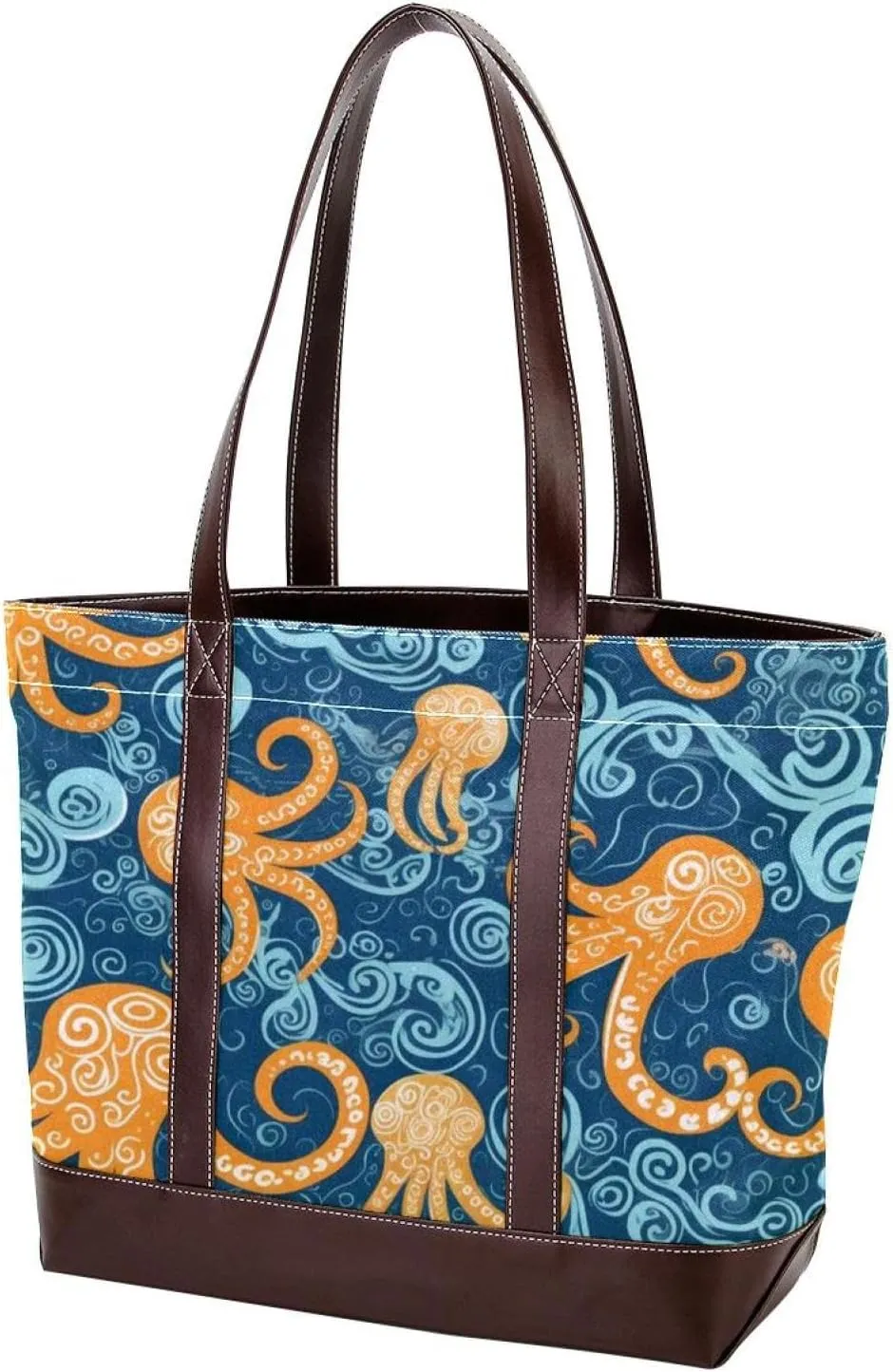 Ocean Octopus-1681 Tote Bags Durable Leather Canvas Purses and Handbags for Women Top Handle Shoulder Satchel Hobo Bags
