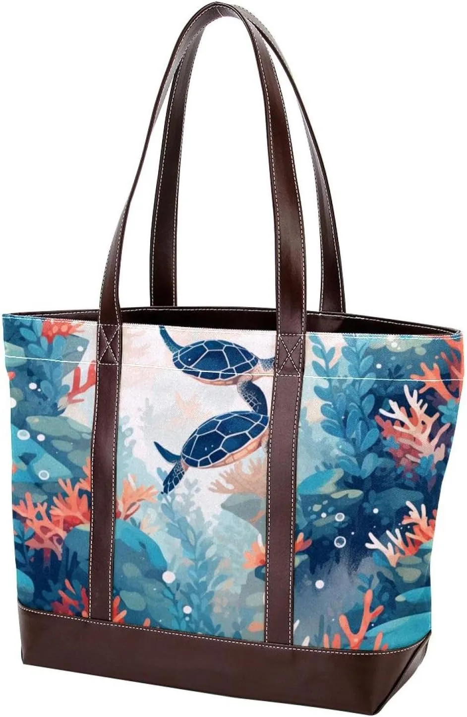 Ocean Turtle-241 Tote Bags Durable Leather Canvas Purses and Handbags for Women Top Handle Shoulder Satchel Hobo Bags