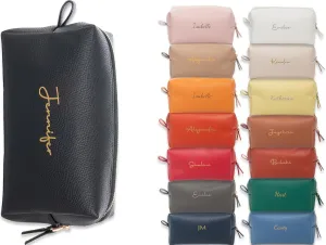 Personalized Bridesmaid Makeup Bag, Customized Wedding Gift, Toiletry Bag, Bridal Shower, Bachelorette (Black)