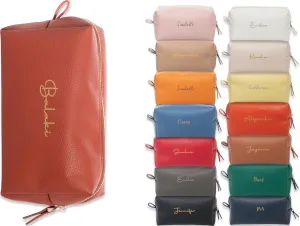 Personalized Bridesmaid Makeup Bag, Customized Wedding Gift, Toiletry Bag, Bridal Shower, Bachelorette (Brick)