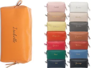 Personalized Bridesmaid Makeup Bag, Customized Wedding Gift, Toiletry Bag, Bridal Shower, Bachelorette (Cinnamon)