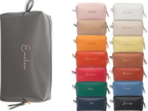 Personalized Bridesmaid Makeup Bag, Customized Wedding Gift, Toiletry Bag, Bridal Shower, Bachelorette (Dark Gray)