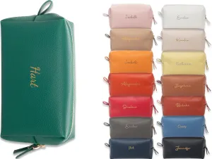 Personalized Bridesmaid Makeup Bag, Customized Wedding Gift, Toiletry Bag, Bridal Shower, Bachelorette (Green)