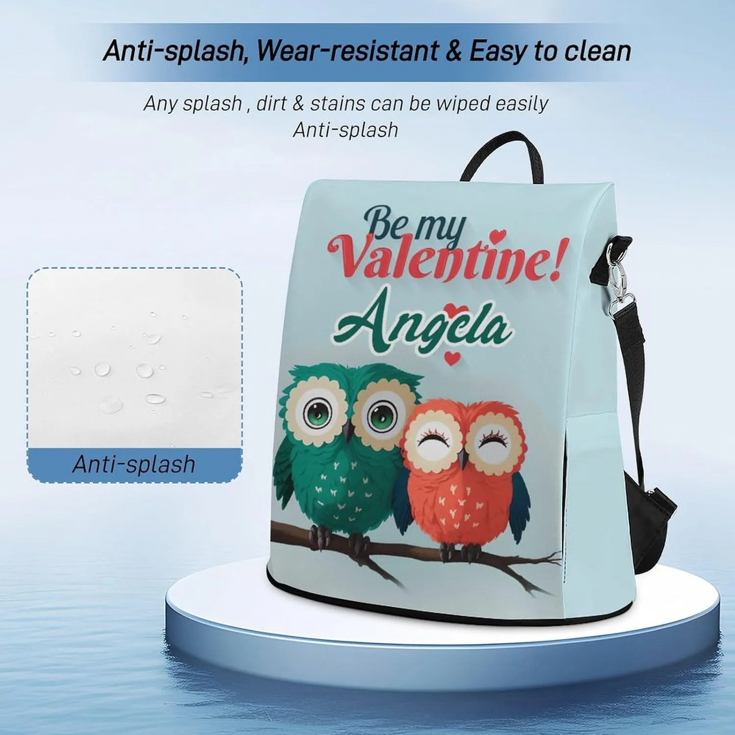 Personalized Waterproof Backpack Couple Owl Valentine Casual Bags for Women Anti-theft Daypacks with Name Custom Fashion Versatile Bag