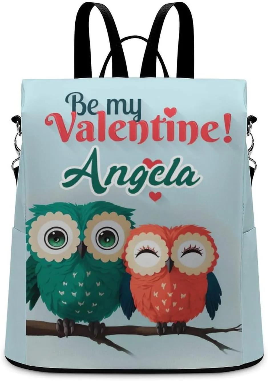 Personalized Waterproof Backpack Couple Owl Valentine Casual Bags for Women Anti-theft Daypacks with Name Custom Fashion Versatile Bag