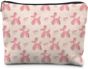 Pink Coquette Bow Balloon Dog Makeup Bag, Pink Preppy Makeup Bag, Aesthetic Makeup Bag, Preppy Stuff, Preppy Gifts for Women, Coquette Stuff, Cute Makeup Bag, Pink Makeup Pouch