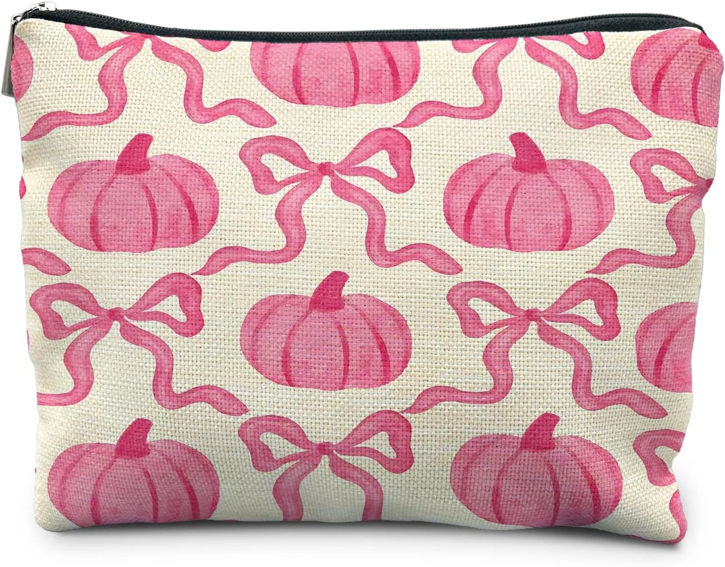 Pink Preppy Makeup Bag - Coquette Bow Pumpkin Cosmetic Bags for Women, Girly & Preppy Stuff