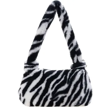 Plush Top-handle Pouch Vintage Shoulder Underarm Bag Women Casual Animal Satchel