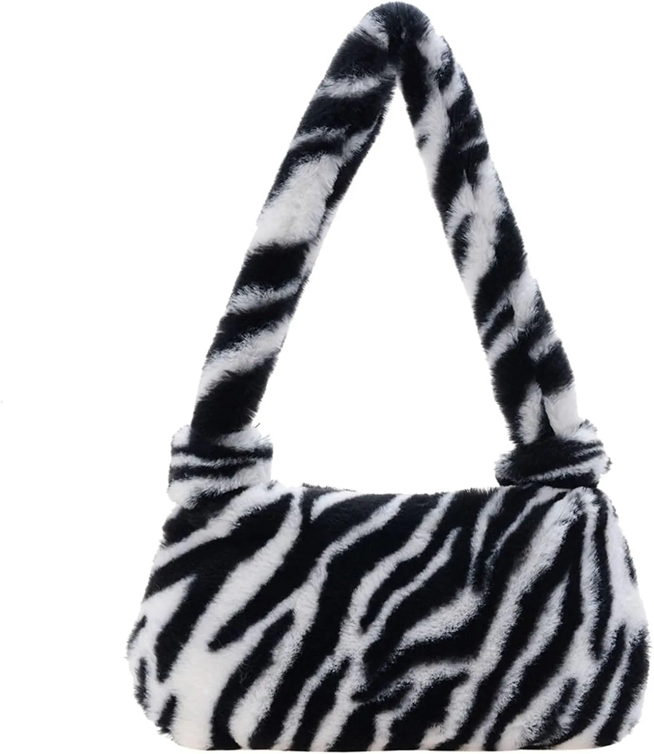 Plush Top-handle Pouch Vintage Shoulder Underarm Bag Women Casual Animal Satchel