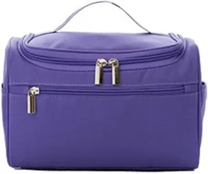 Polyester Travel Makeup Bag with Zipper - Portable Male and Female Toiletry Organizer, Ideal for Travel and Shower - Versatile Hanging Wash Kit Pouch for Men and Women (Black, Size 1)