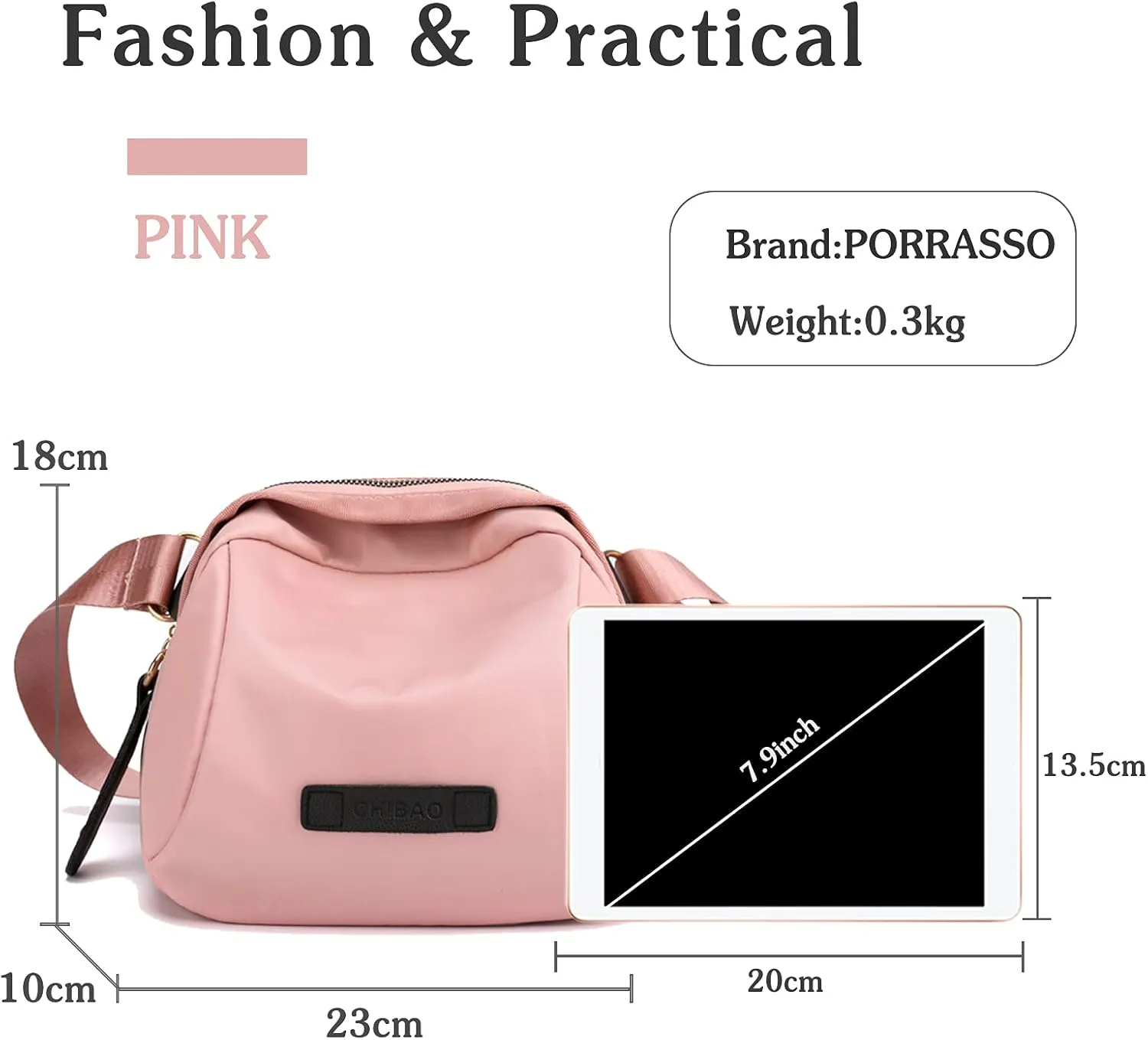PORRASSO Women Crossbody Bag Casual Shoulder Bag Lightweight Waist Pack
