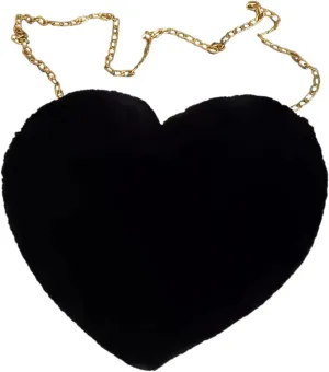 Puffer Tote Bag Naughty Furry Mini Heart Handbags Small Mini Metal Chain Cross-Body Bag Winter Feather Bags