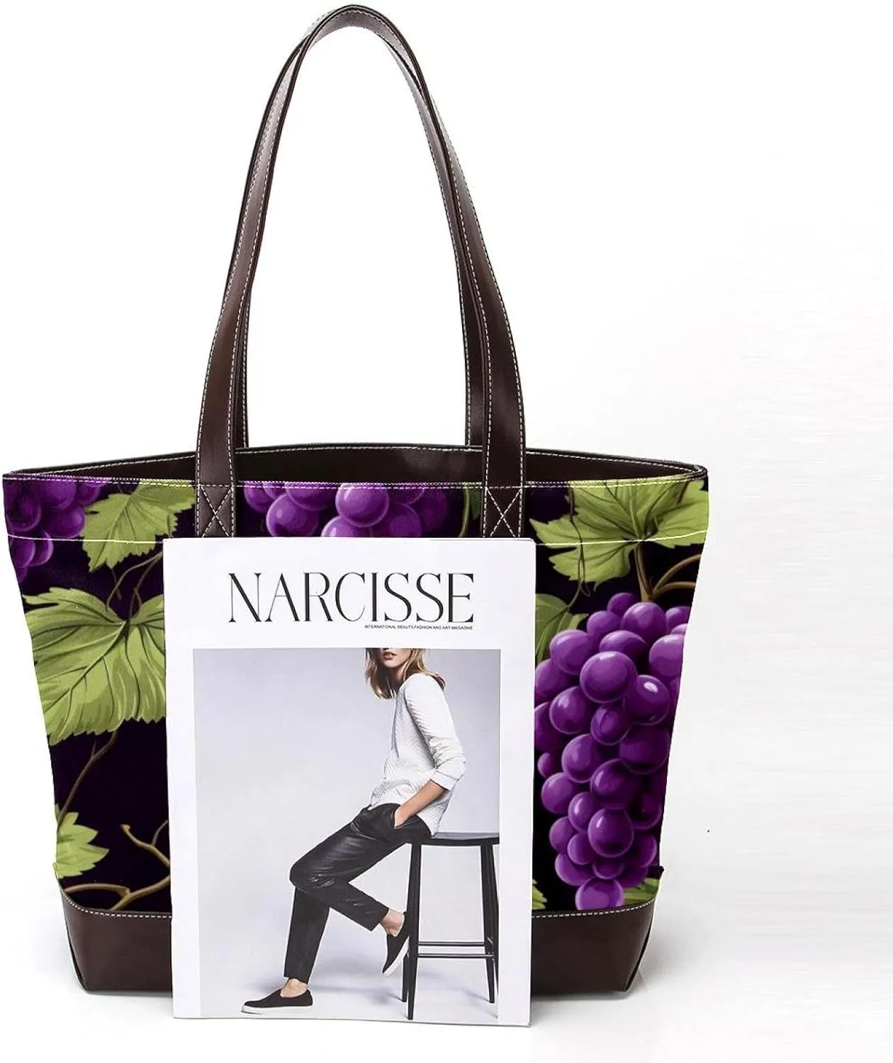Purple Grape-2014 Tote Bags Durable Leather Canvas Purses and Handbags for Women Top Handle Shoulder Satchel Hobo Bags
