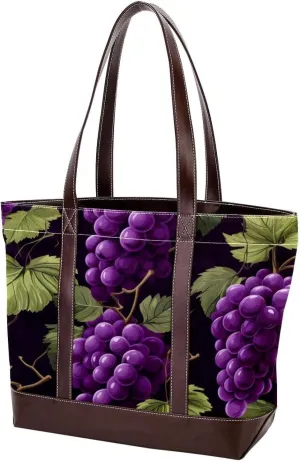 Purple Grape-2014 Tote Bags Durable Leather Canvas Purses and Handbags for Women Top Handle Shoulder Satchel Hobo Bags