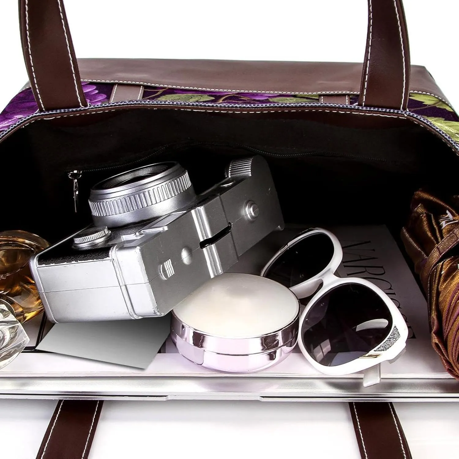 Purple Grape-2014 Tote Bags Durable Leather Canvas Purses and Handbags for Women Top Handle Shoulder Satchel Hobo Bags