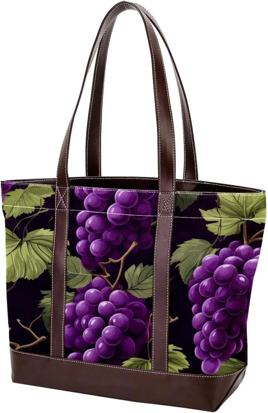 Purple Grape-2014 Tote Bags Durable Leather Canvas Purses and Handbags for Women Top Handle Shoulder Satchel Hobo Bags