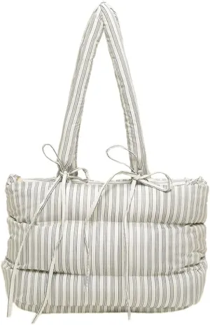 Quilted Bow-Tie Tote Bags for Women Cute Stripe Puffer Hobo Bags for Women Bowknot Shoulder Bag Purses Clutch Office Tote