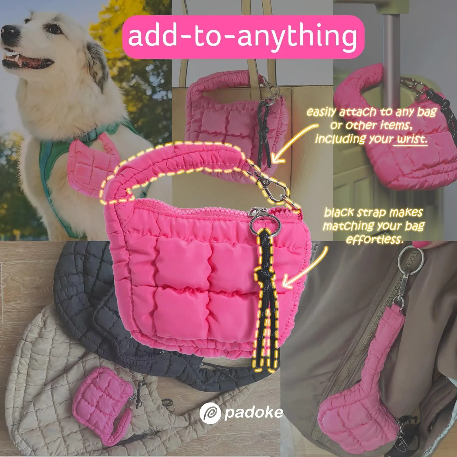 Quilted Mini Puffer Pouch wristlet wallets for women, Versatile mini purse for Essentials, Gifts, and Outdoor Activities