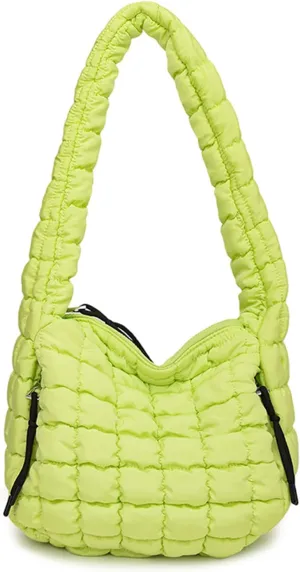 Quilted Tote Bag - Small Lightweight Puffer Hobo Bag for Women