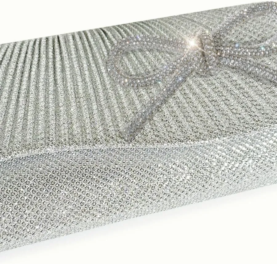 Rhinestone Bow Clutch Purses Women Chic Shiny Evening Handbag Evening Clutch Bag with Chain for Party Prom Wedding 2025