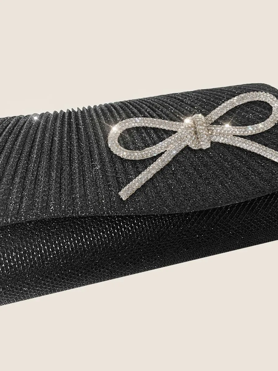 Rhinestone Bow Clutch Purses Women Chic Shiny Evening Handbag Evening Clutch Bag with Chain for Party Prom Wedding 2025