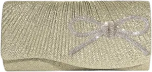 Rhinestone Bow Clutch Purses Women Chic Shiny Evening Handbag Evening Clutch Bag with Chain for Party Prom Wedding