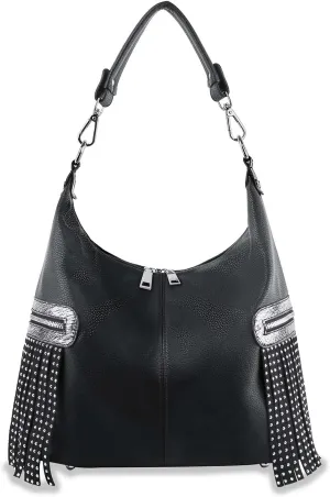 Rhinestone Jewlery Retro Chic Fringe Accented Hobo Handbag
