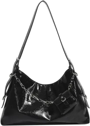 Ruby Lil Vintage Patent Leather Hobo Bags Shoulder Bag, Crossbody Bags Set for Women Trendy with Mini Purse Bags