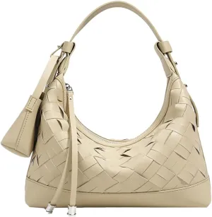 Shoulder Bags for Women Woven Leather Crossbody Bags Clutch Hobo Handbag Trendy Crescent Bag Work Travel Daily