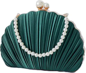 Silk Evening Clutch Purses Women Chic Shell-shaped Evening Handbag Evening Clutch Bag with Chain for Prom Wedding 2025