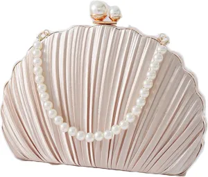 Silk Evening Clutch Purses Women Chic Shell-shaped Evening Handbag Evening Clutch Bag with Chain for Prom Wedding 2025
