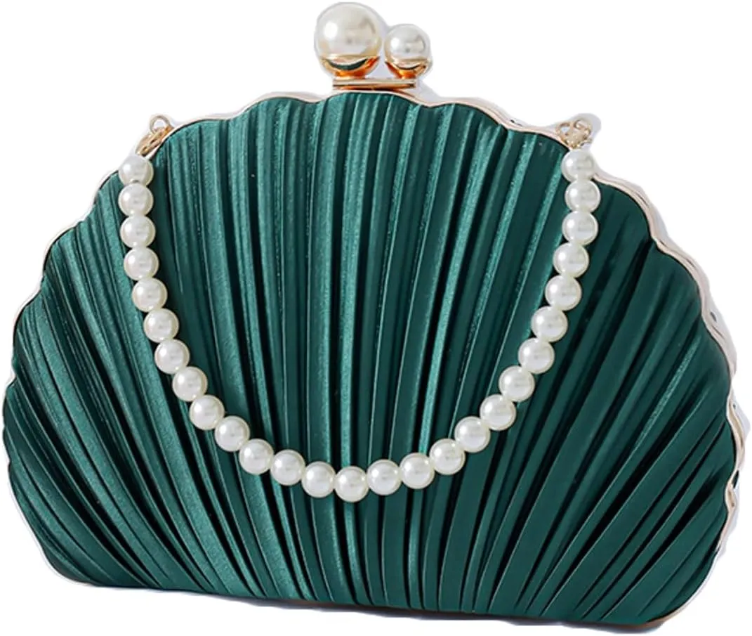 Silk Evening Clutch Purses Women Chic Shell-shaped Evening Handbag Evening Clutch Bag with Chain for Prom Wedding 2025